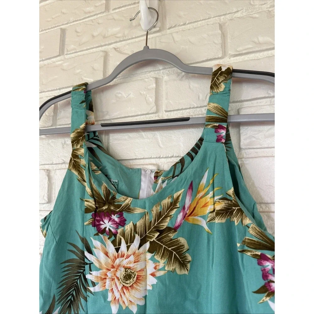 Vintage TWO PALMS Sz L  Made in‎ Hawaii Sleeveless Rayon Floral Midi Dress